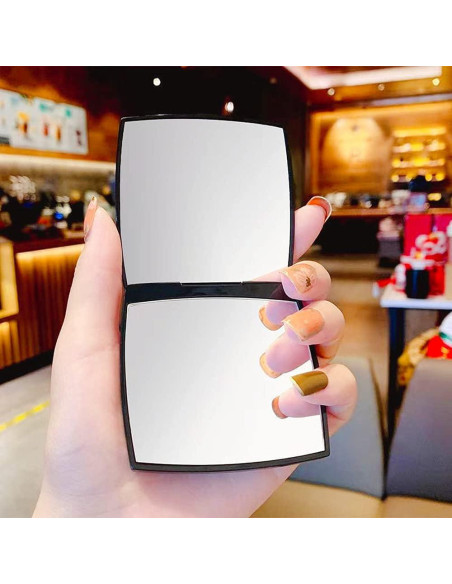 Espejo Cosmético Compacto MENGJIE 2x Aumento Negro 6.35cm