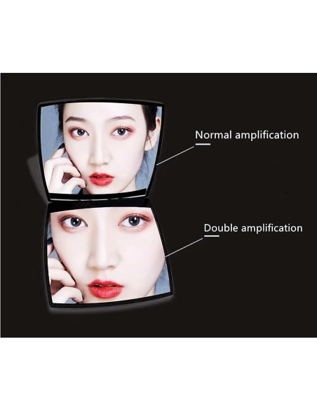 Espejo Cosmético Compacto MENGJIE 2x Aumento Negro 6.35cm