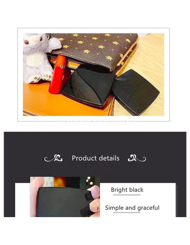 Espejo Cosmético Compacto MENGJIE 2x Aumento Negro 6.35cm