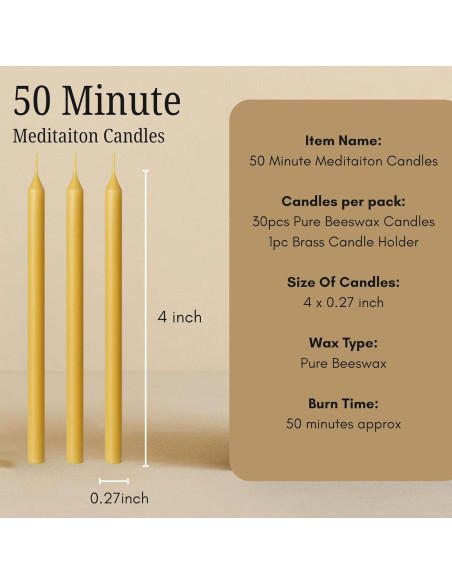 Set de Velas de Meditación Luxora 30pcs Cera de Abeja Pura