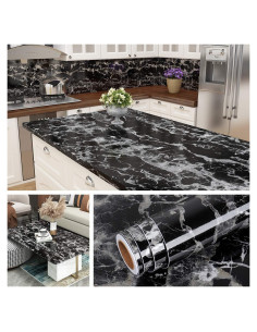 Papel Contacto Autoadhesivo Livelynine Mármol Negro 40x200 cm
