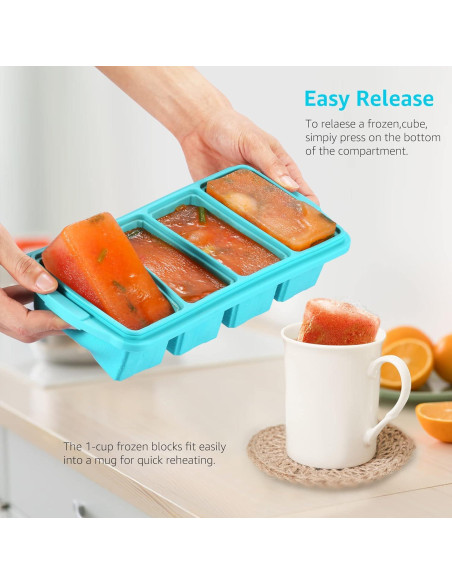 Bandeja de Congelador de Silicona Ztomine 2Pack Aqua 1 Taza