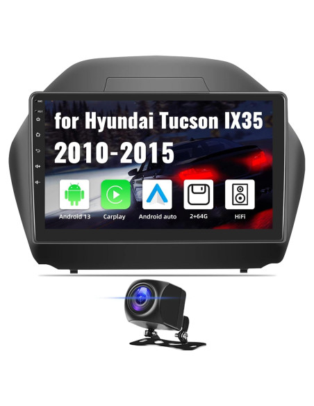 Estéreo de Coche CAMECHO Android 13 2GB+64GB para Hyundai Tucson IX35 2010-2015