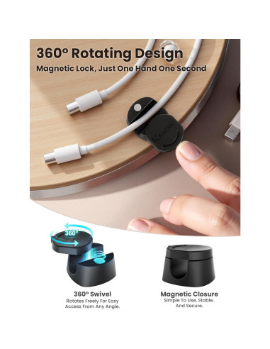 Organizador de Cables Magnético Kanemc 6 PCS Negro 360