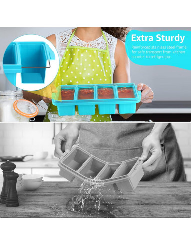 Bandeja de Congelador de Silicona Ztomine 2Pack Aqua 1 Taza