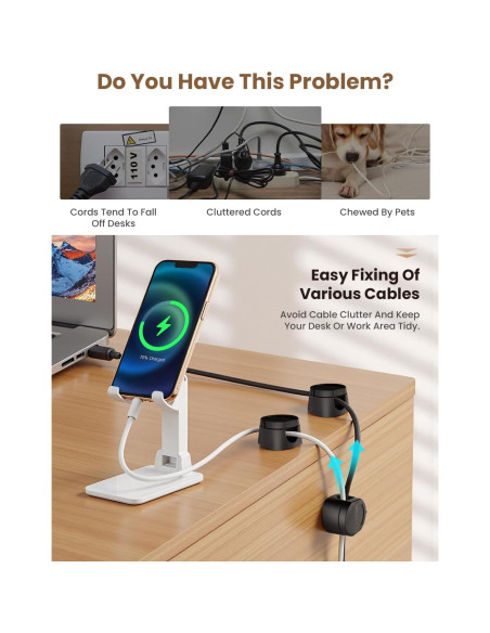 Organizador de Cables Magnético Kanemc 6 PCS Negro 360