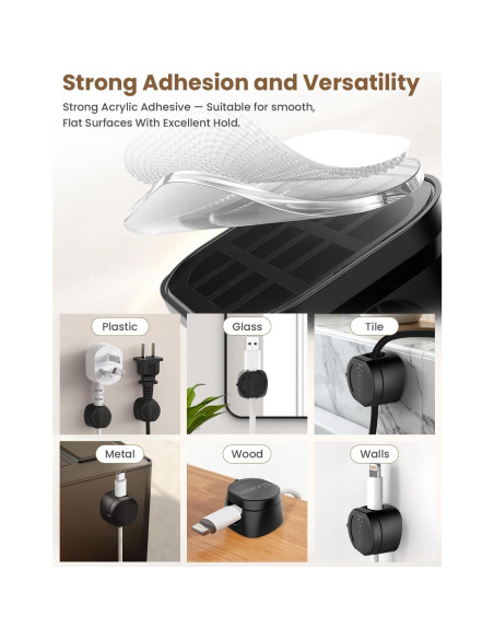 Organizador de Cables Magnético Kanemc 6 PCS Negro 360