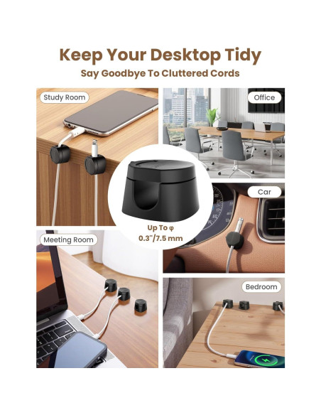 Organizador de Cables Magnético Kanemc 6 PCS Negro 360