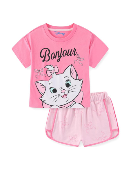 Conjunto Disney Los Aristogatos Marie para Niñas Grandes - Camiseta y Pantalones Cortos Rosa