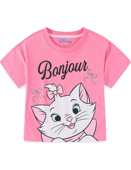 Conjunto Disney Los Aristogatos Marie para Niñas Grandes - Camiseta y Pantalones Cortos Rosa