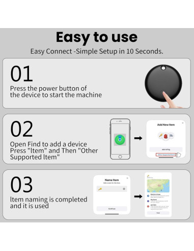 Etiqueta de Seguimiento Bluetooth Hoxe - Negra, IP67, iOS