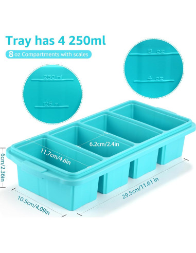 Bandeja de Congelador de Silicona Ztomine 2Pack Aqua 1 Taza