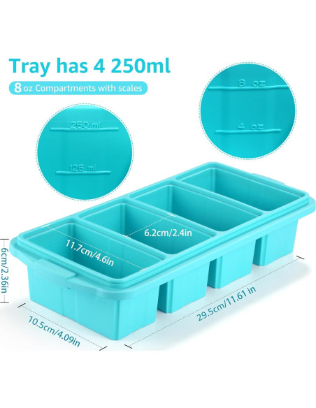 Bandeja de Congelador de Silicona Ztomine 2Pack Aqua 1 Taza