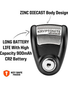 Cerradura de Disco Kryptonite con Alarma 120dB para Motocicleta 2