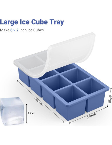 Bandeja de Hielo Grande GGOW de Silicona Cuadrada 23.4x12.4cm