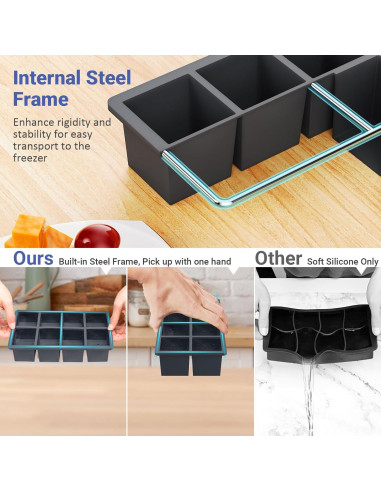 Bandeja de Hielo Grande GGOW de Silicona Cuadrada 23.4x12.4cm