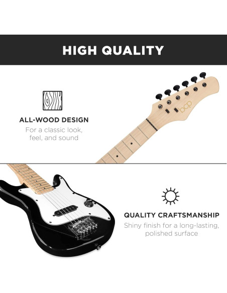 Guitarra Eléctrica para Niños 30cm Negro con Amplificador 5W