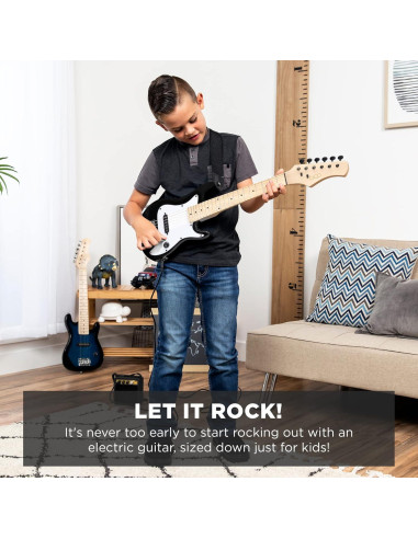 Guitarra Eléctrica para Niños 30cm Negro con Amplificador 5W