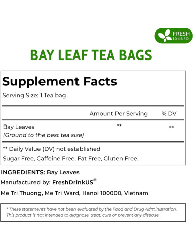 Té de Hojas de Laurel FreshDrinkUS 105 Bolsitas 100% Natural