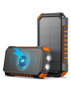 Banco de Energía Solar Riapow 26800mAh Cargador Inalámbrico