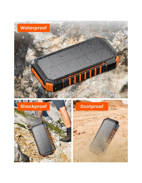 Banco de Energía Solar Riapow 26800mAh Cargador Inalámbrico