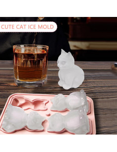 Bandeja de Hielo Grande Cuayaes en Forma de Gato Rosa 2