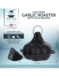 Asador de Ajo Potted Pans de Hierro Fundido Pre-Sazonado 19.1x16x13.5cm 2