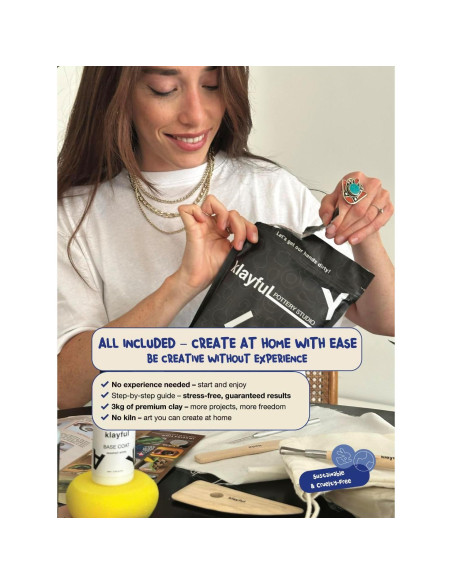 Kit de Cerámica KLAYFUL 3kg Arcilla Secada al Aire con Herramientas