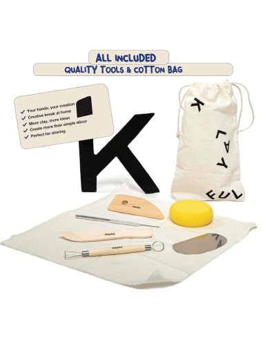 Kit de Cerámica KLAYFUL 3kg Arcilla Secada al Aire con Herramientas