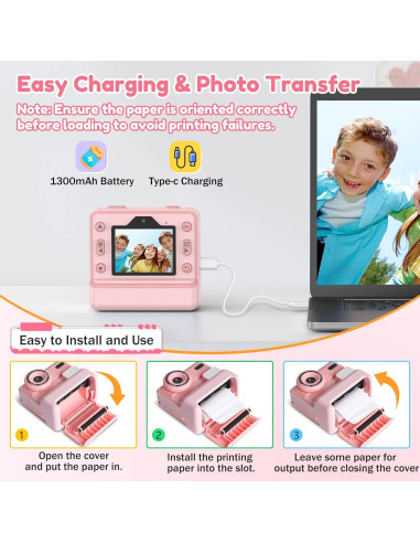 Cámara Instantánea VSTKEN D101 Rosa 1080P 2.4" para Niños