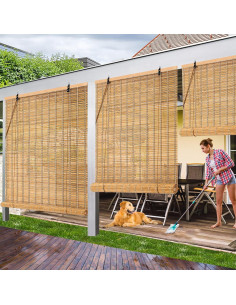 Persianas enrollables de bambú IMSGVIFO 107x183 cm Carbonizado 2