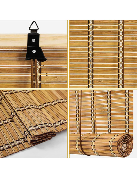 Persianas enrollables de bambú IMSGVIFO 107x183 cm Carbonizado