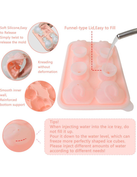 Bandeja de Hielo Grande Cuayaes en Forma de Gato Rosa