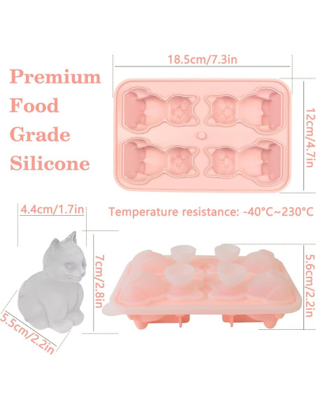 Bandeja de Hielo Grande Cuayaes en Forma de Gato Rosa