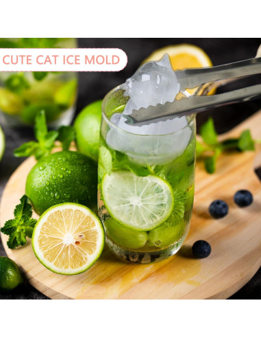 Bandeja de Hielo Grande Cuayaes en Forma de Gato Rosa