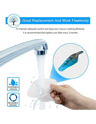 Filtros HNVCF10 Rstartree para Aspiradora Black and Decker - Paquete de 8