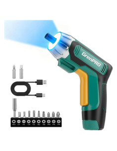 Destornillador Eléctrico GRENPRO 4V Inalámbrico 9 Piezas Verde