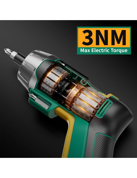 Destornillador Eléctrico GRENPRO 4V Inalámbrico 9 Piezas Verde