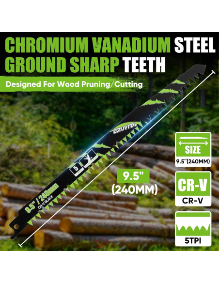 Juego de 6 hojas de sierra recíproca EZUVITA 24.13 cm para poda