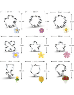 Juego de Cortadores de Galletas Florales Xzhloym 9 Piezas Acero Inoxidable 2