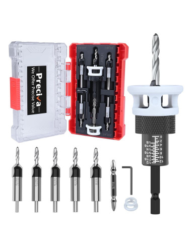 Juego de Brocas Avellanadoras Preciva HSS con Tope de Profundidad