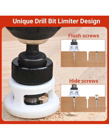 Juego de Brocas Avellanadoras Preciva HSS con Tope de Profundidad