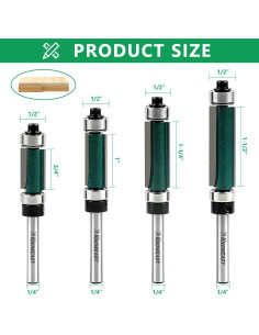 Conjunto de 4 Brocas de Fresado Knoweasy 12.7mm con Rodamiento 2