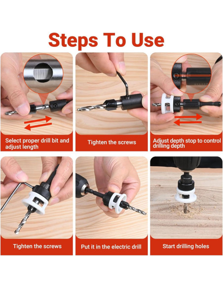 Juego de Brocas Avellanadoras Preciva HSS con Tope de Profundidad