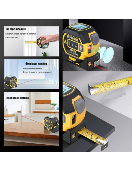 Cinta Métrica Láser Digital 5m y Marcador Cruzado 60m DIGCREAT