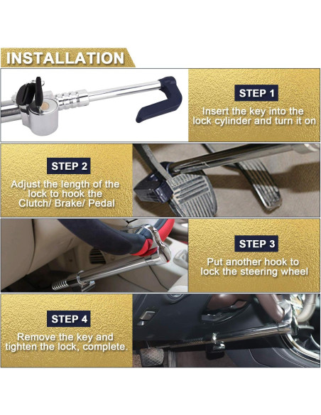 Candado Antirrobo Tevlaphee para Volante y Pedales 85.1 cm