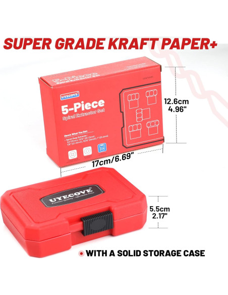 Juego de Extractores de Tornillos UYECOVE 5 Piezas 12.7 mm