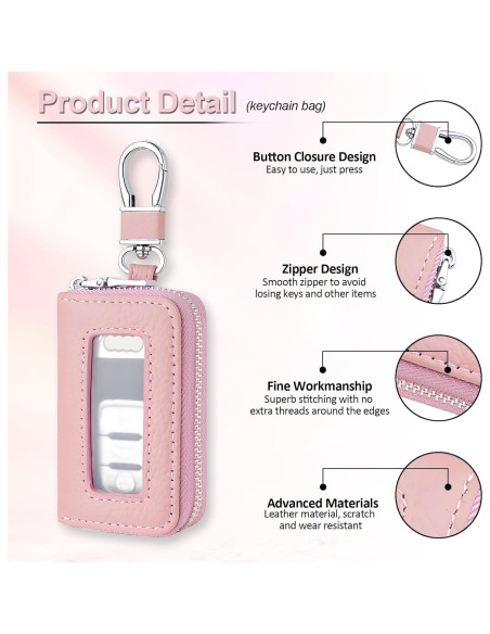 Funda de Llave de Auto vvag de Cuero Rosa, Universal y Premium