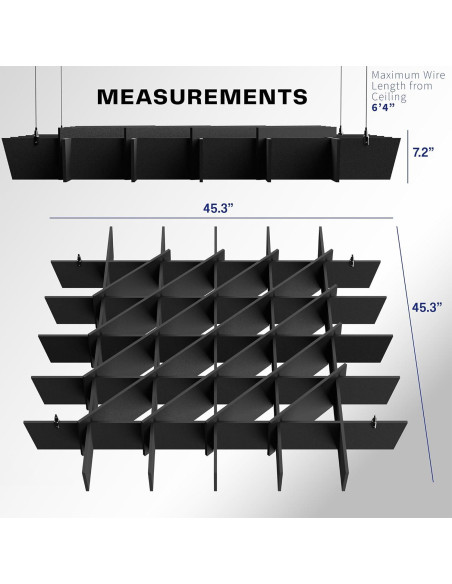 Panel Acústico de Techo VIVO 114.6x114.6cm Negro PP-CW02B