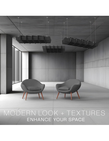 Panel Acústico de Techo VIVO 114.6x114.6cm Negro PP-CW02B